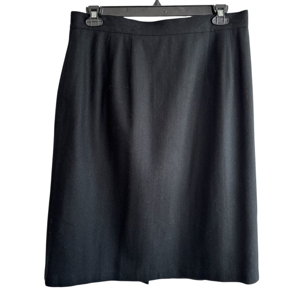 Sag Harbor Black Skirt 100% Wool Size 18W Midi Comfort Elastic In Waist Academia